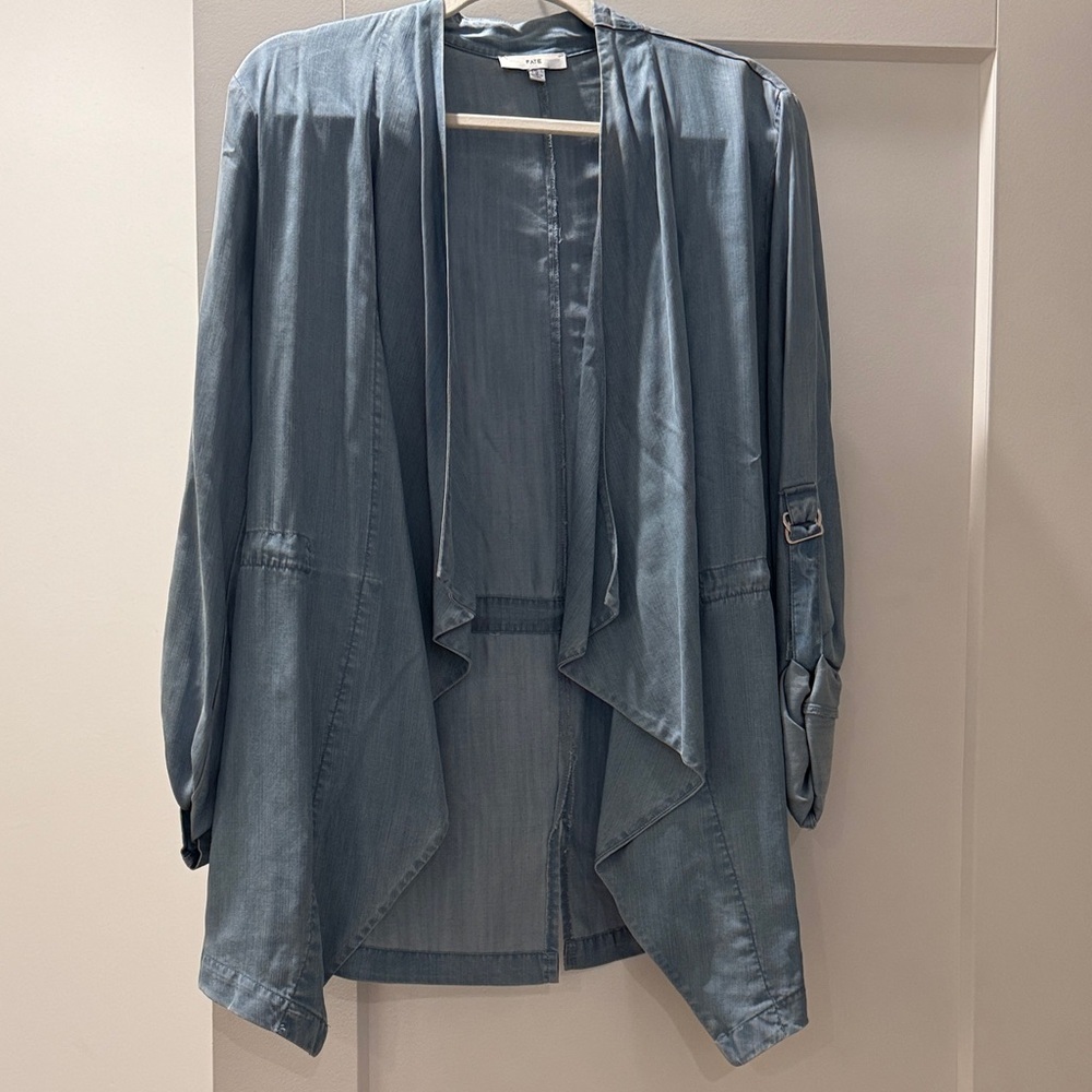 Women's Tencel Denim Blue Draped Jacket